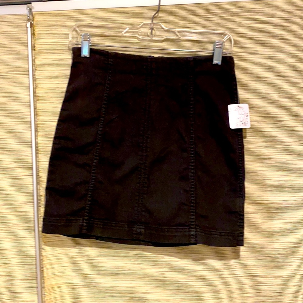 Free People Mini Black Jean Skirt